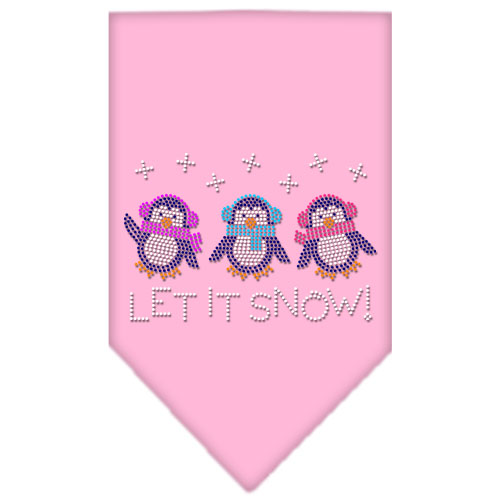 Let It Snow Penguins Rhinestone Bandana Light Pink Large